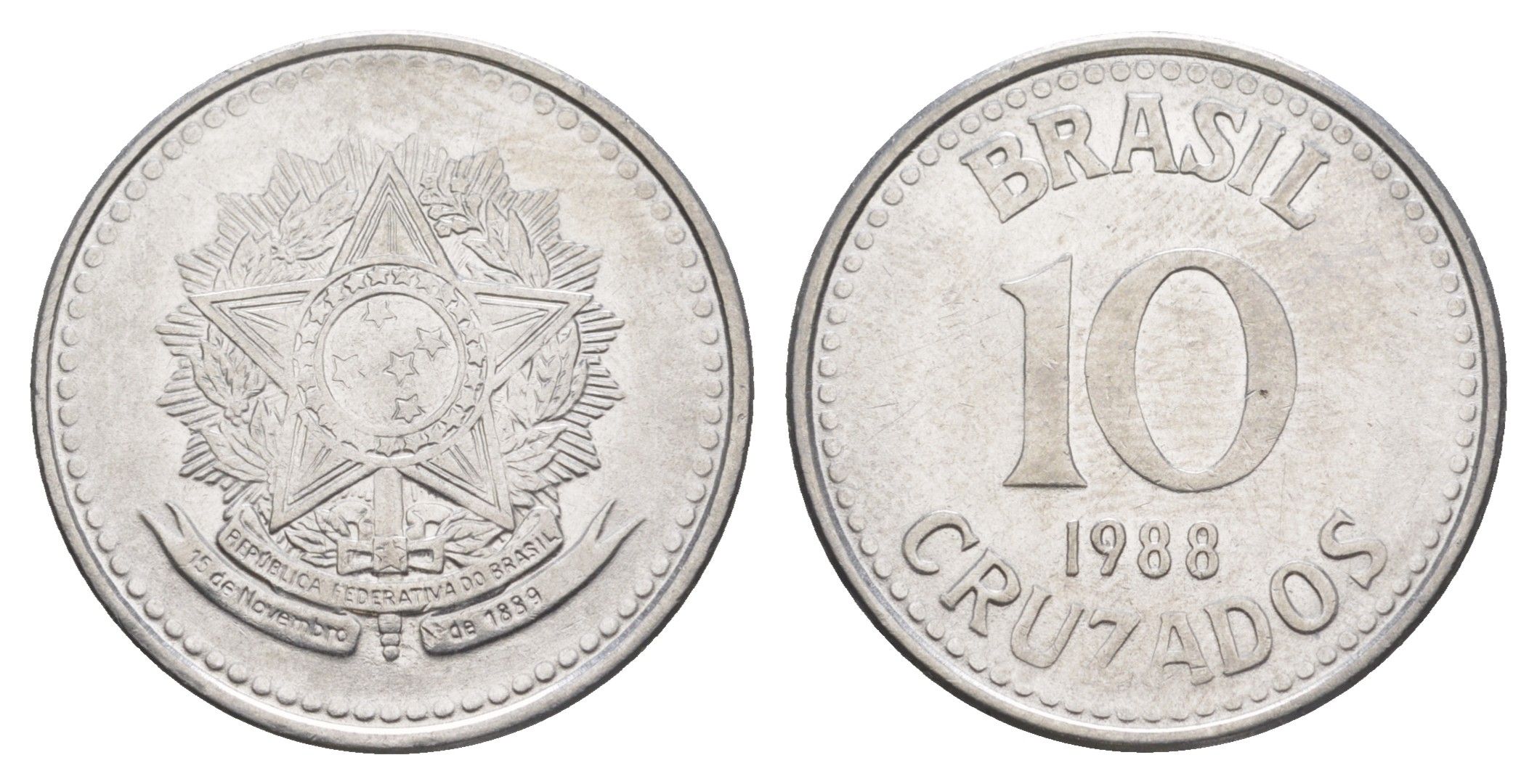 Бразилия 10 крузадо 1988 KM 607 нержавеющая сталь UNC 4642-1247