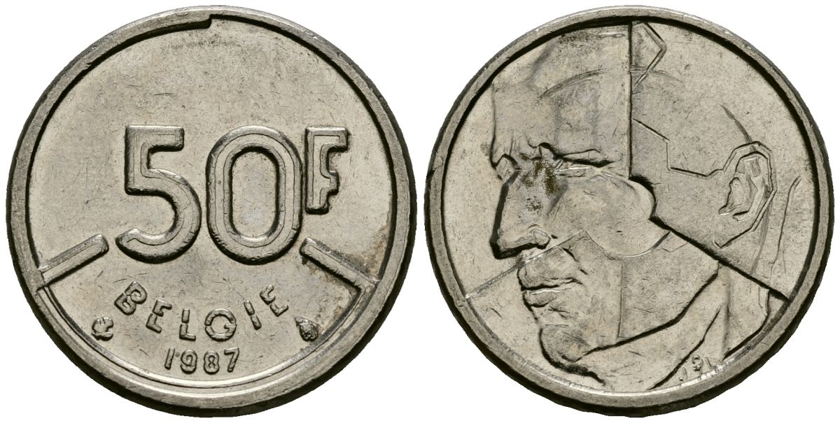 Бельгия 50 франков 1987 BELGIE, Бодуэн I (1951-1993) KM 168 никель 4138-237