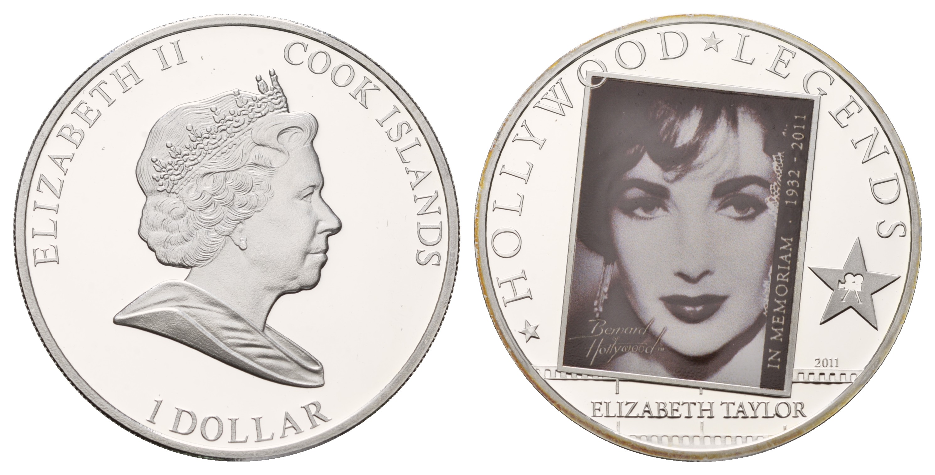 Острова Кука 1 доллар 2011 легенды Голливуда, Элизабет Тейлор KM NEW медно-никель  PROOF  M80-07