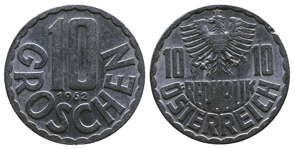 АВСТРИЯ 10 ГРОШЕЙ 1962 KM 2878 алюминий 4384-1126