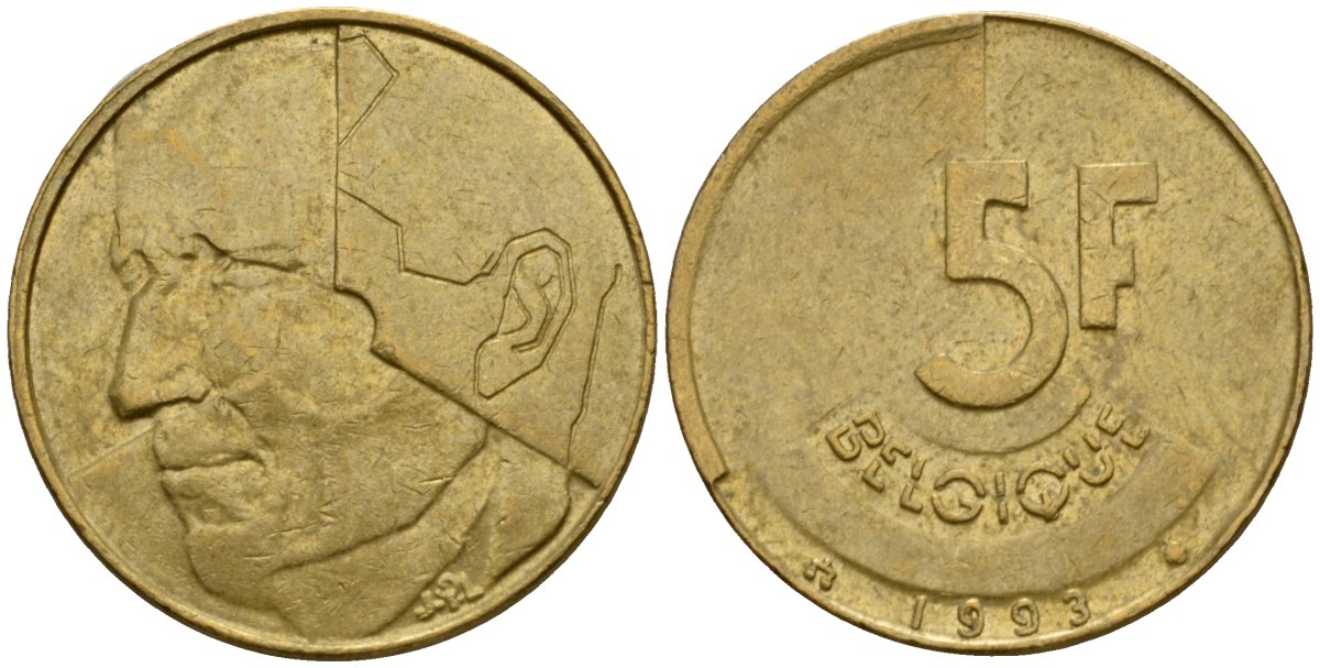 Бельгия 5 франков 1993 Belgique, Бодуэн I (1951-1993) KM 163 алюминиевая бронза 4601-217
