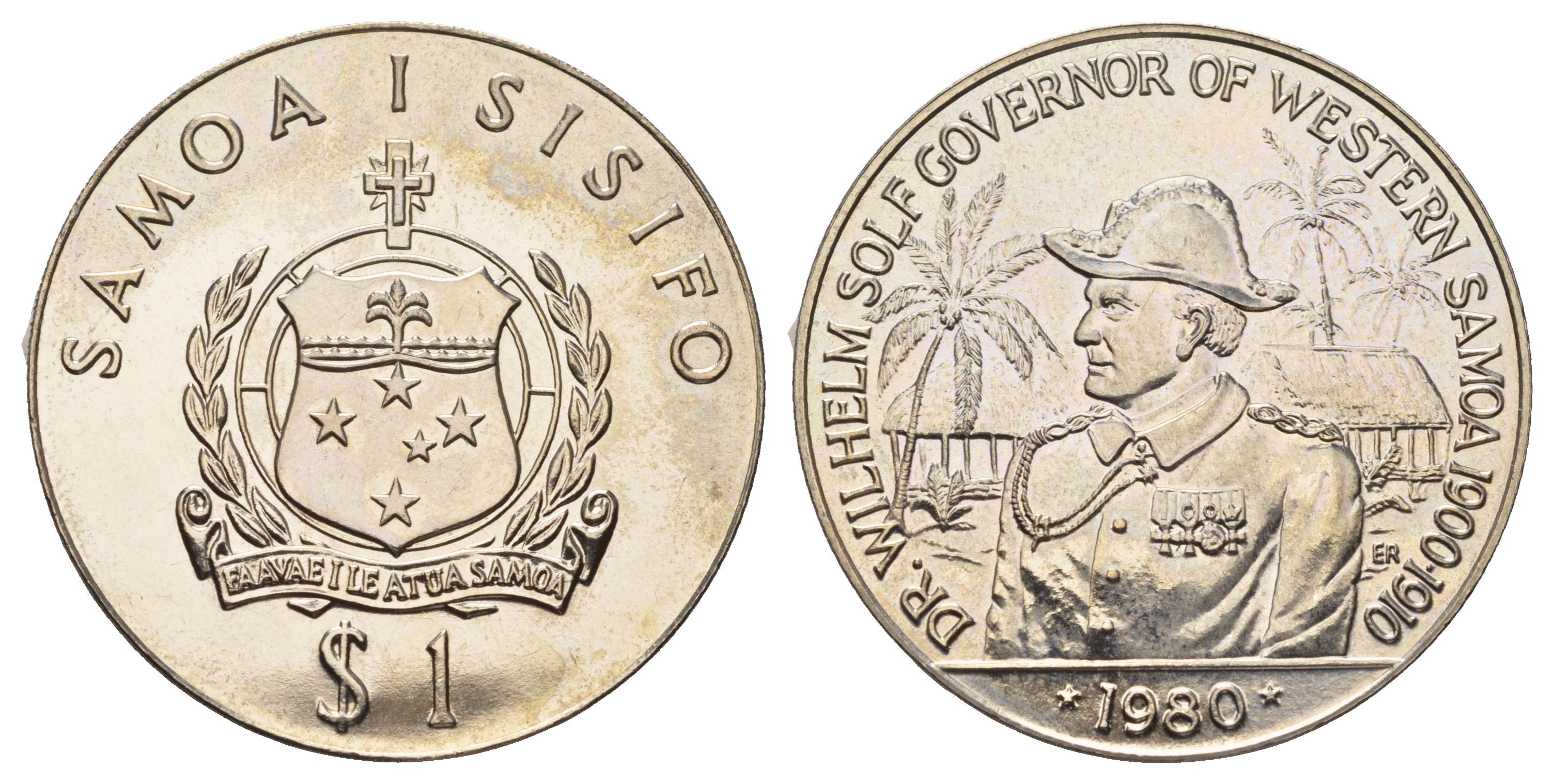 Самоа 1 тала 1980 Вильгельм Зольф KM 40 медно-никель BU 650-1835
