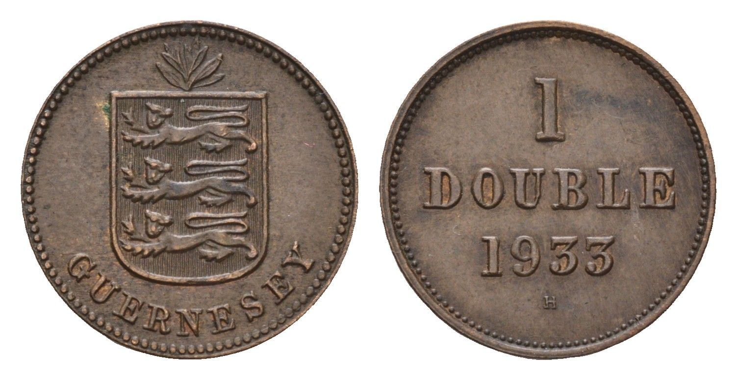 Гернси 1 дабл (дубль) 1933 KM 11 бронза 4655-515