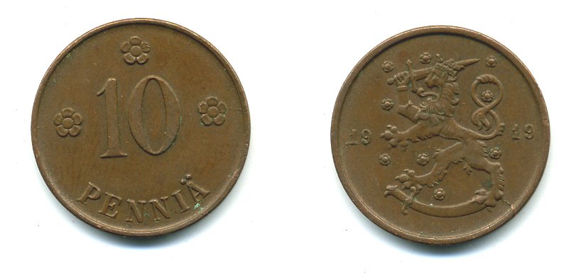 Финляндия 10 пенни 1919 KM 24 медь 41-1023
