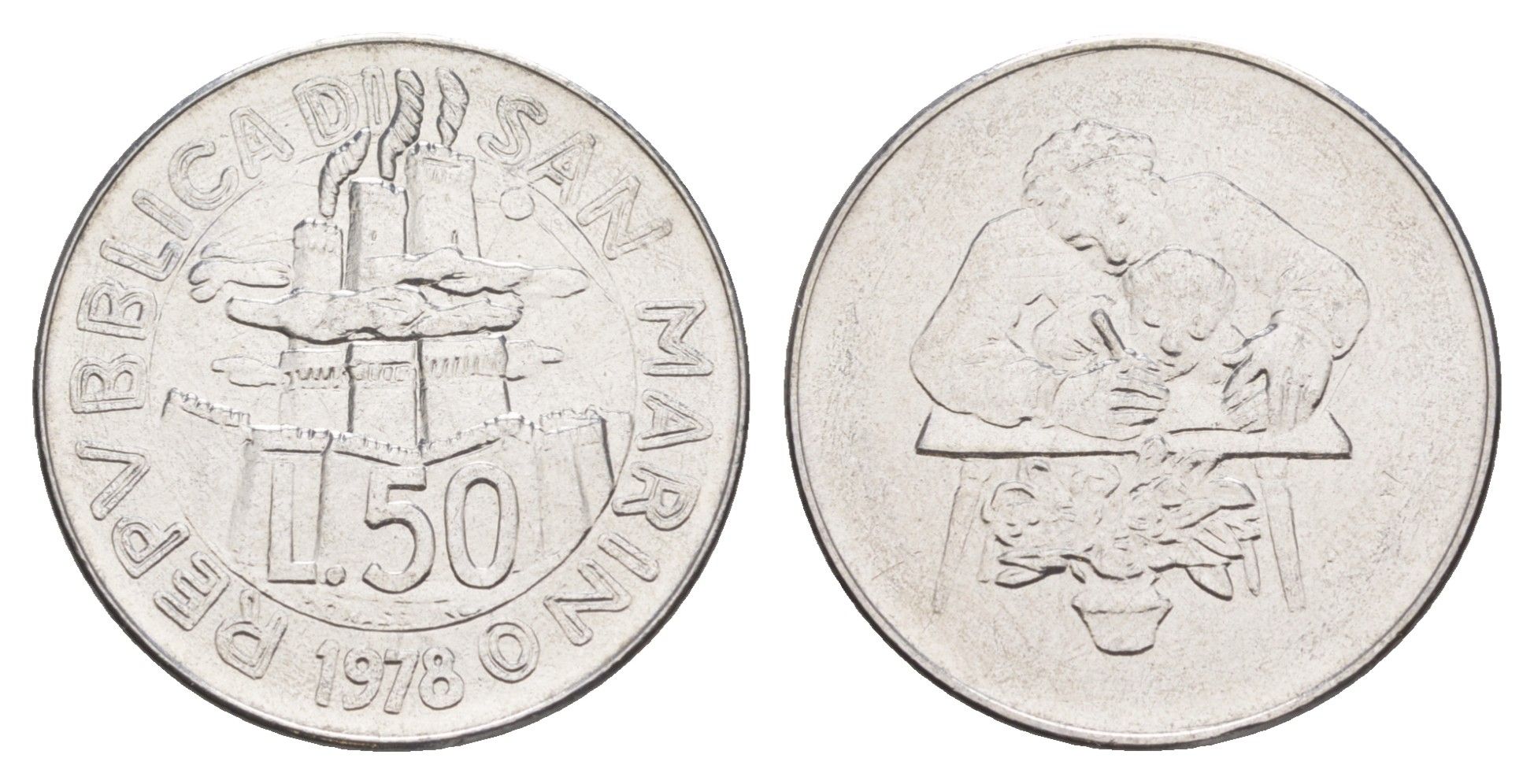 Сан-Марино 50 лир 1978 Работа KM 81 нержавеющая сталь UNC 4648-246