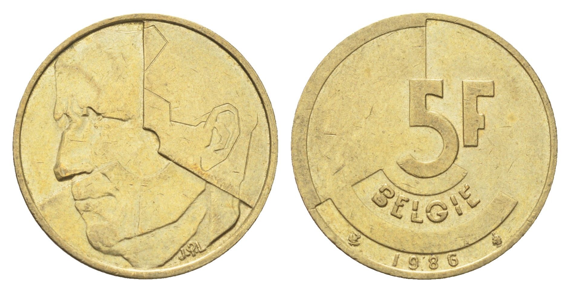 Бельгия 5 франков 1986 Belgie, Бодуэн I (1951-1993) KM 164 медь алюминий никель 4706-322