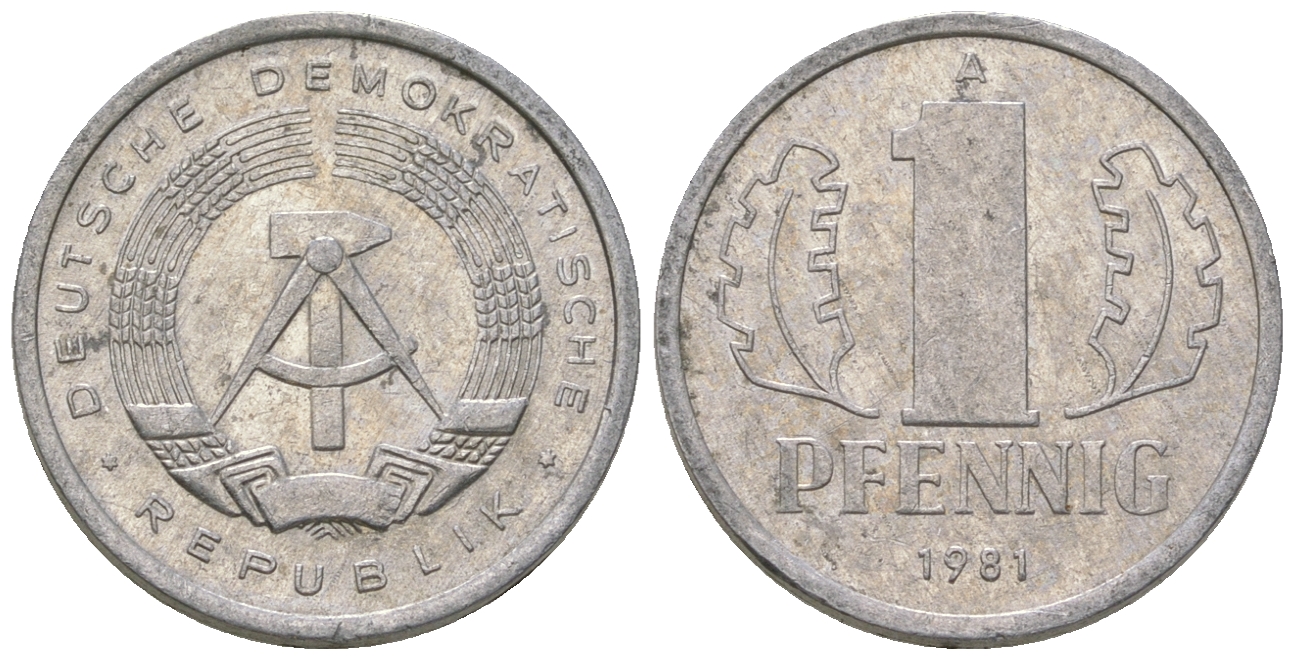 ГДР 1 пфенниг 1981 A KM 8.1 алюминий 4651-1261