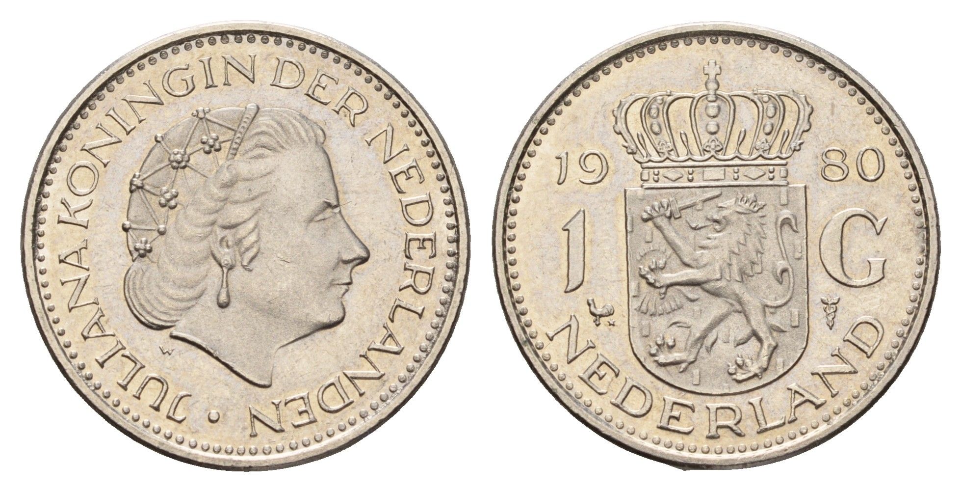 Нидерланды 1 гульден 1980 Юлиана (1948-1980) KM 184a никель 3996-752