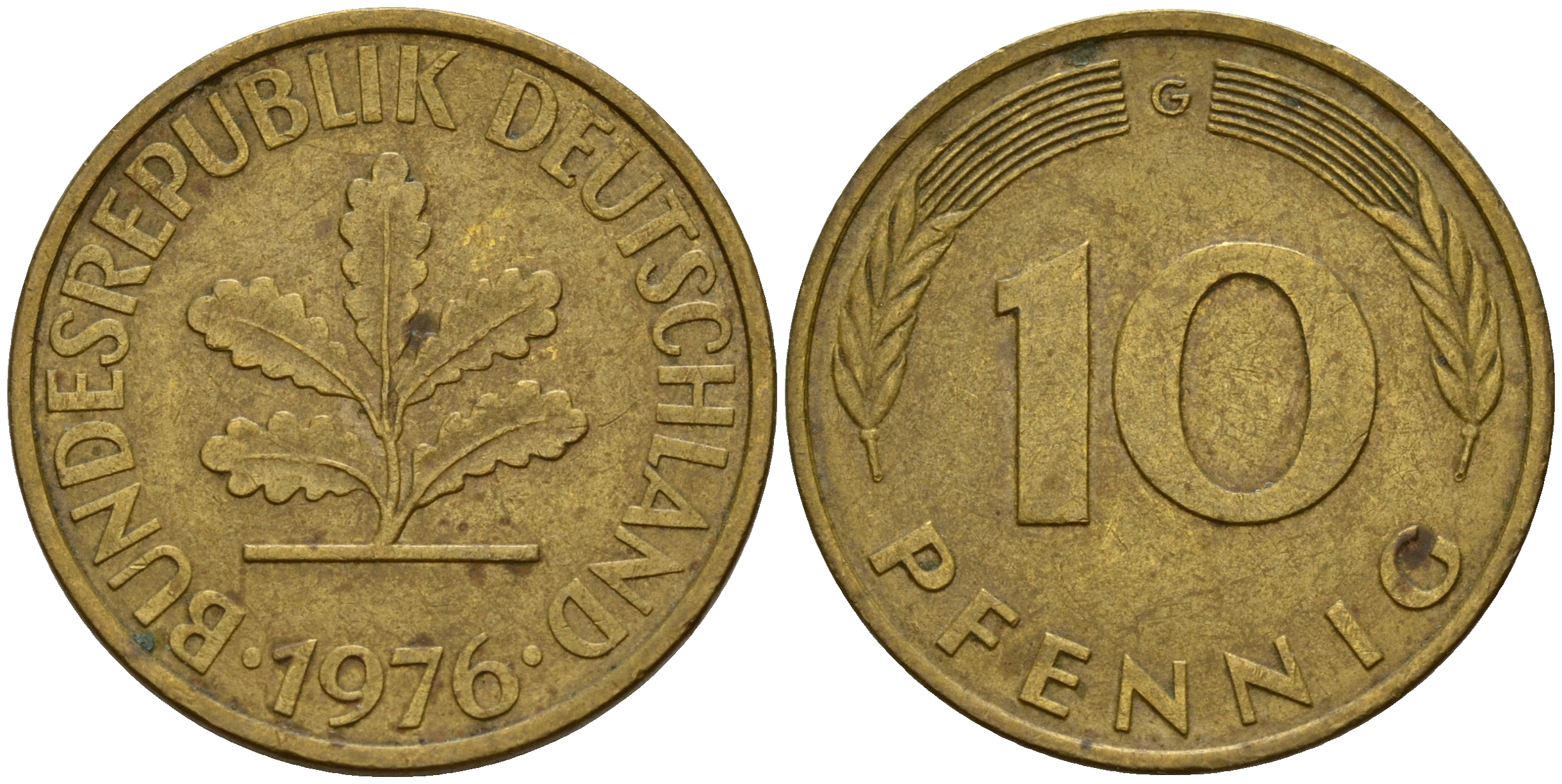 ФРГ 10 пфеннигов 1976 G J. 383, KM 108 сталь плакированная латунью    4603-427