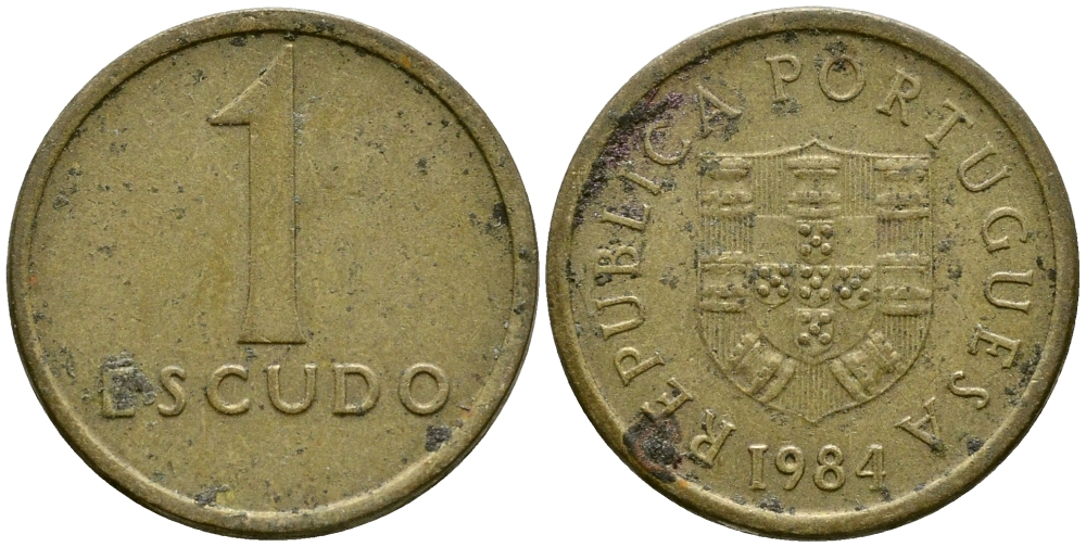 Португалия 1 эскудо 1984 KM 614 никель латунь 4387-228
