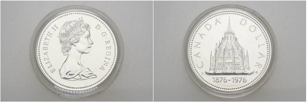 Канада 1 доллар 1976 100 лет библиотеке Парламента (1876-1976) KM 106 серебро UNC 1087-9-73