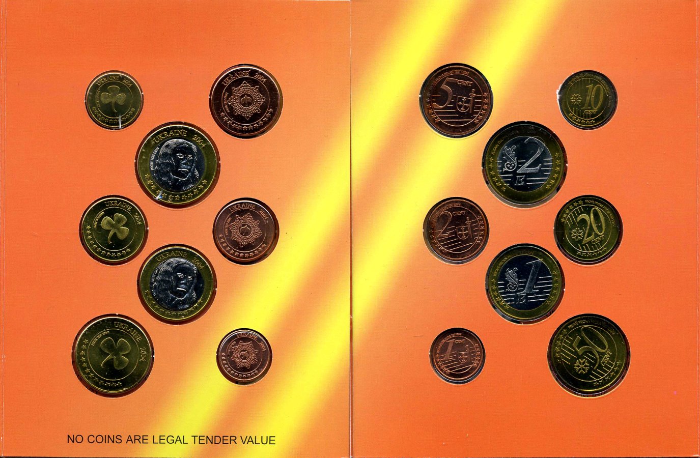 Украина набор из 8 монет 2004 1 евроцент-2 евро, европробники, в оригинальном буклете UNC 00-00-00