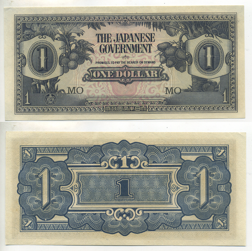 Малайя, Японская оккупация 1 доллар 1942 серия MO Pick M5 c бумага UNC (пресс) 7547-42-4