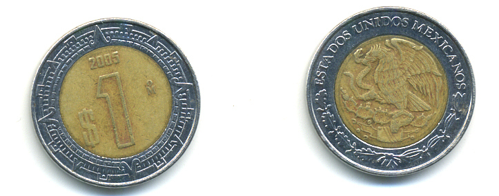 Мексика 1 песо 2005 KM 603 биметалл 176-1245