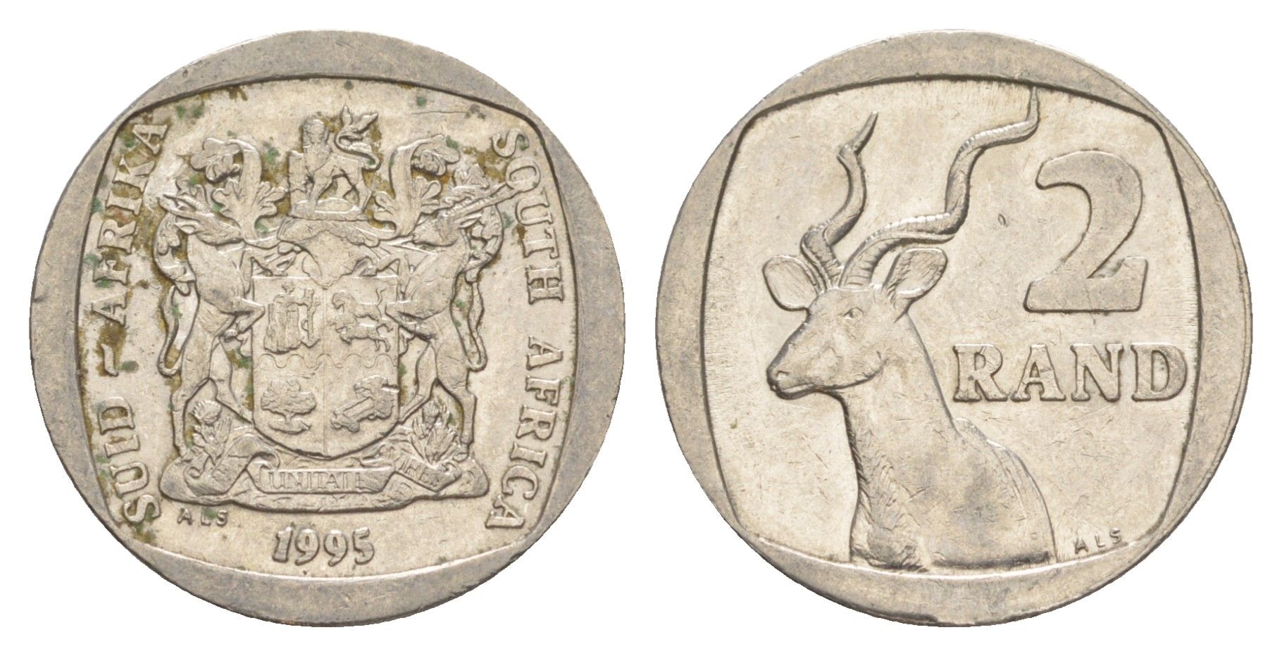 ЮАР 2 ранда 1995 KM 139 медь плакированная никелем 4597-355