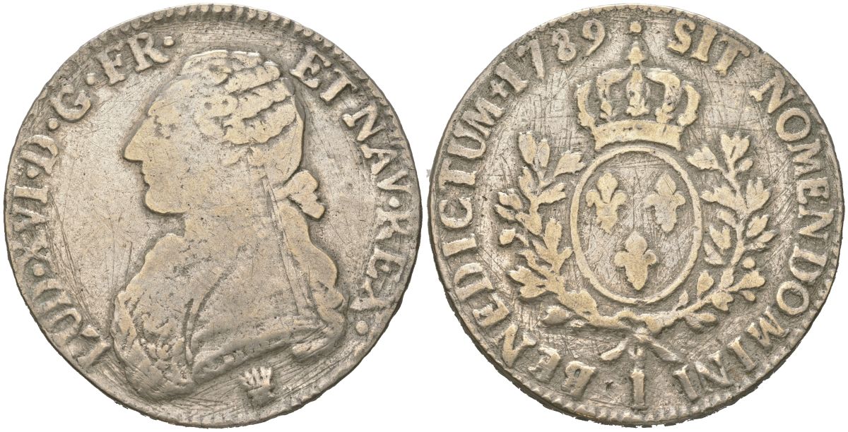 Франция КОПИЯ 1 экю 1789 KM 564 белый металл 63-123