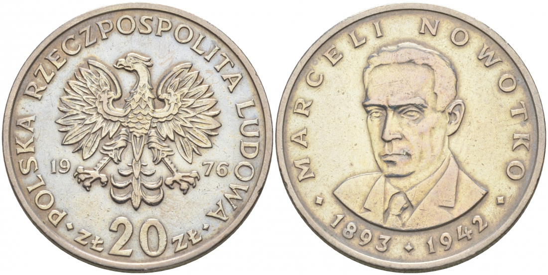 ПОЛЬША 20 ЗЛОТЫХ 1976 КРЕМНИЦА, МАРЦЕЛИЙ НОВОТКО KM 69 медно-никель 73-413