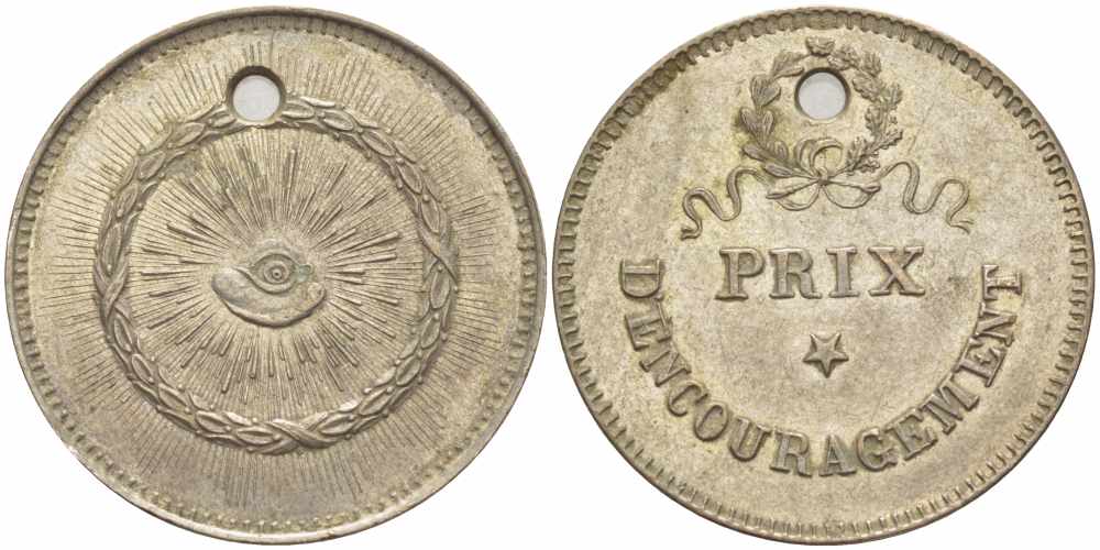 ФРАНЦИЯ ЖЕТОН ND ПООЩРИТЕЛЬНЫЙ ПРИЗ, ДИАМЕТР 25 ММ. белый металл 108-112