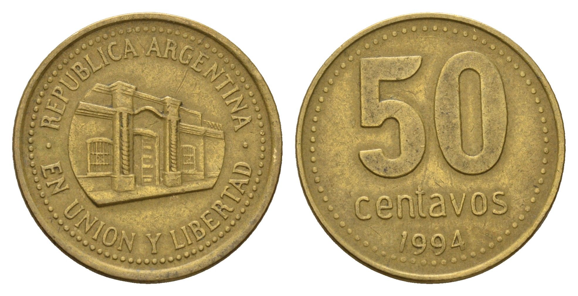Аргентина 50 сентаво 1994 KM 111 алюминиевая бронза 4573-932