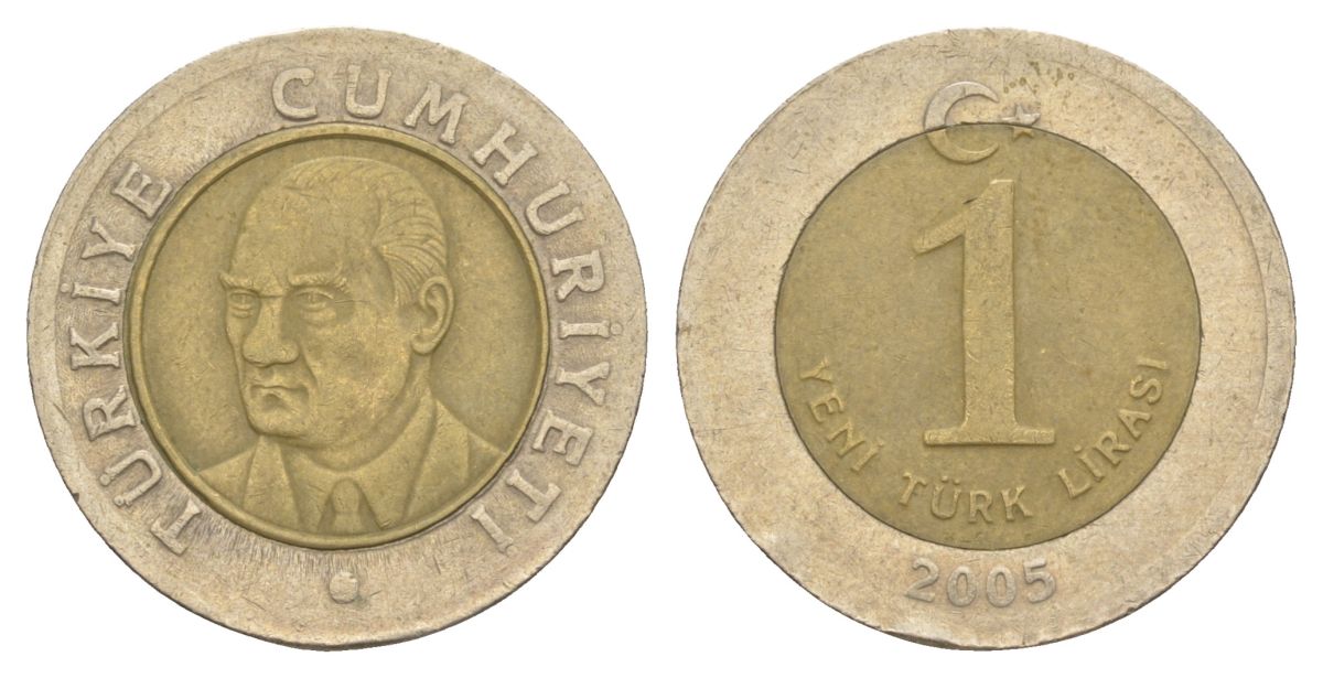 Турция 1 лира 2005 Кемаль Ататюрк KM 1169 биметалл 4633-334