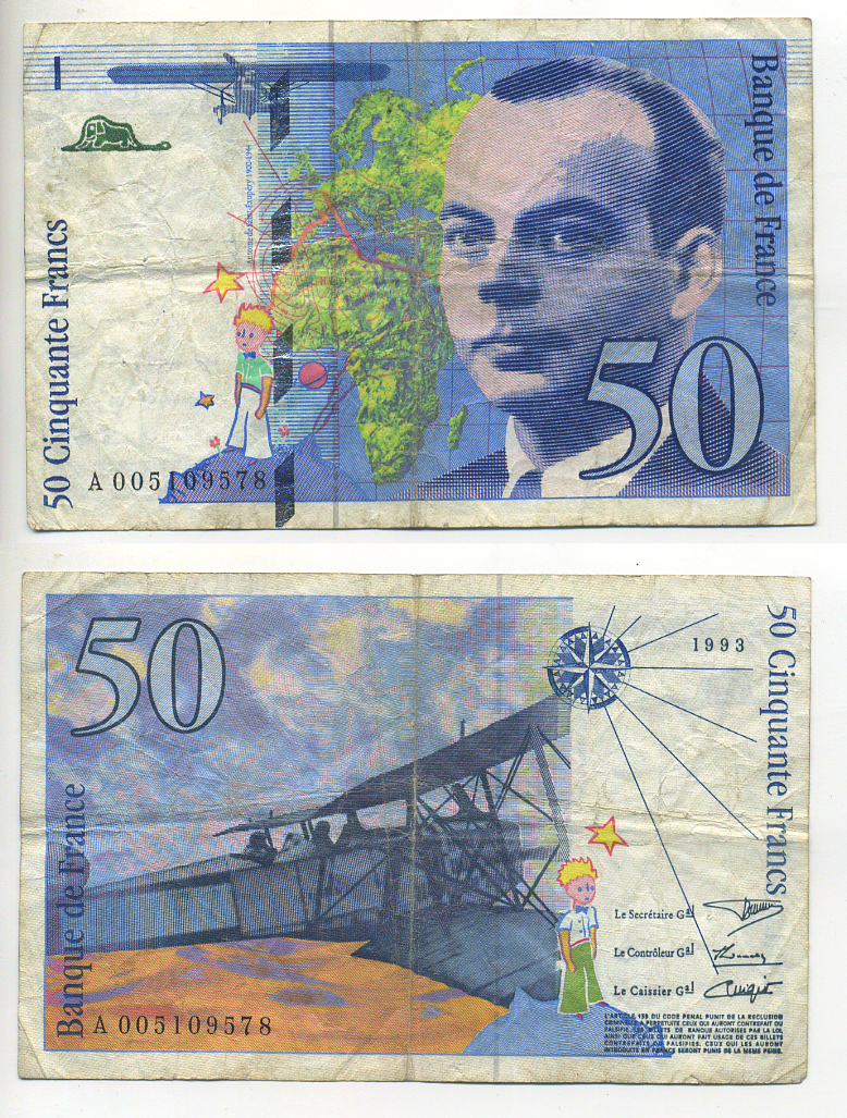 ФРАНЦИЯ 50 ФРАНКОВ 1993 Pick 157b бумага 7552-8-1