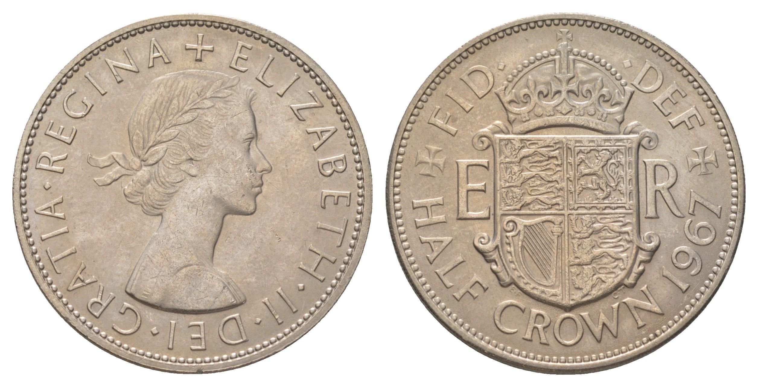 Великобритания 1/2 кроны 1967 Елизавета II (1952-2022) KM 907, Spink 4145 медно-никель aUNC 4628-827