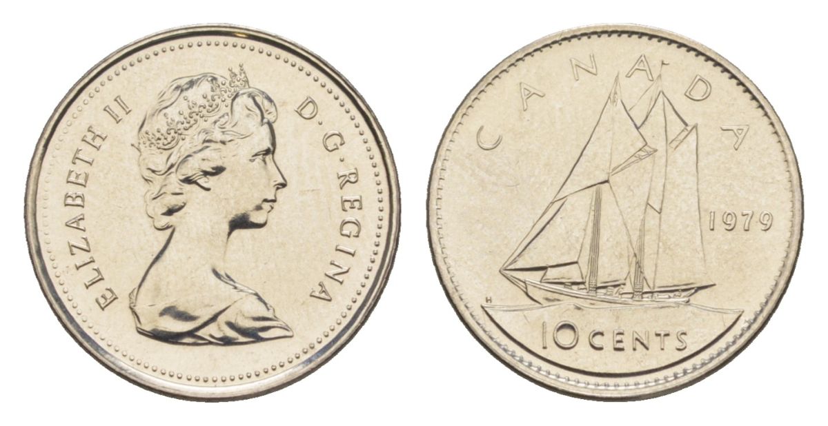 Канада 10 центов 1979 Елизавета II (1952-2022), парусник KM 77 никель PROOF-LIKE (BU) 4630-1014