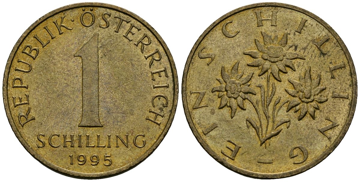 Австрия 1 шиллинг 1995 KM 2886 алюминиевая бронза 4135-231