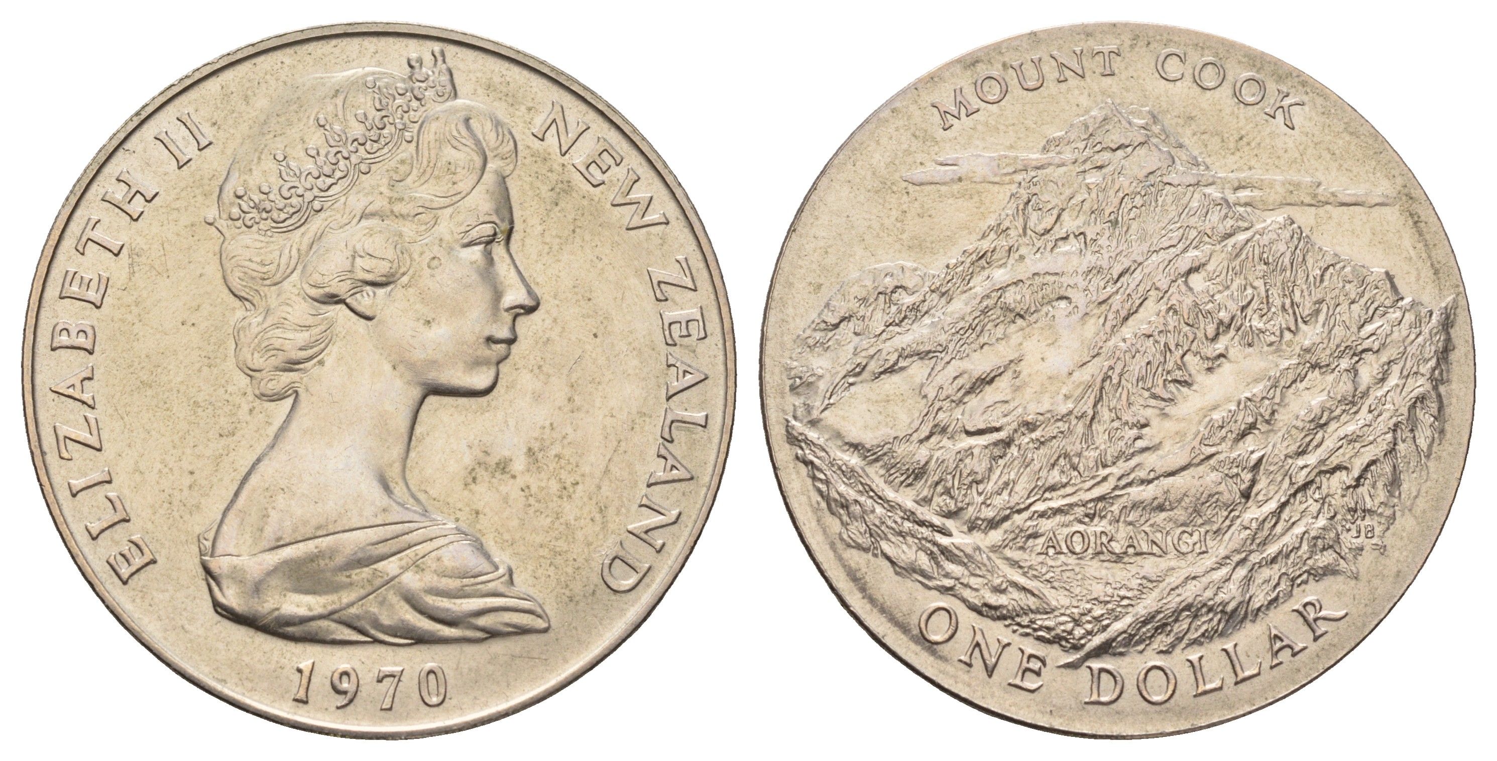 Новая Зеландия 1 доллар 1970 Гора Кука KM 42 медно-никель BU 4537-722