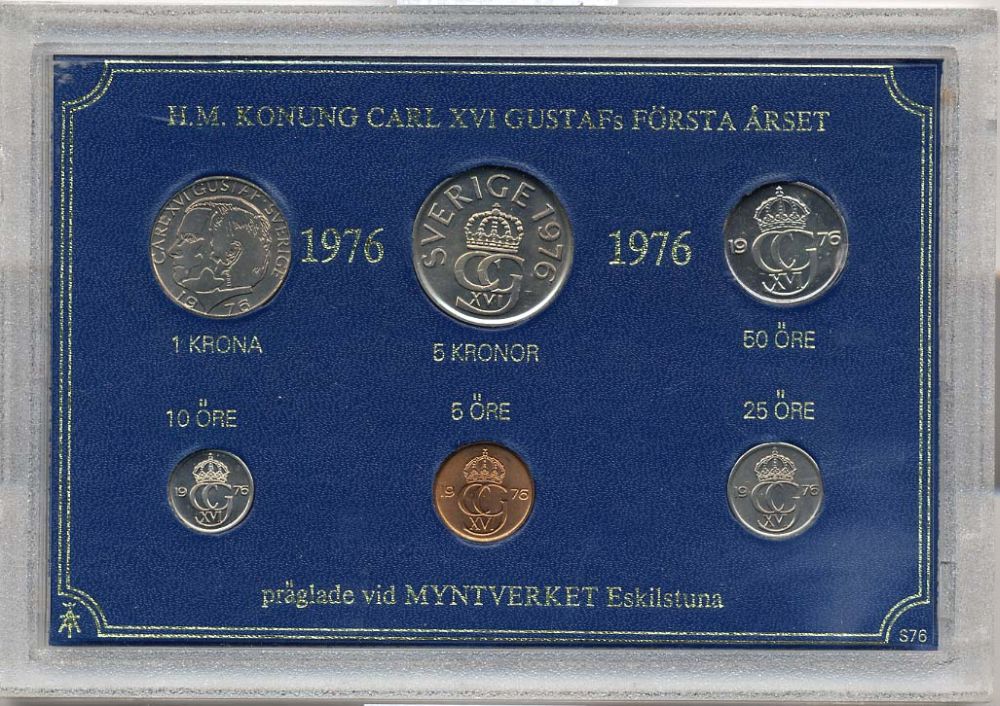 Швеция набор из 6 монет 1976 Карл XVI Густав (1973- ) официальный набор монетного двора UNC 2-4-1-27