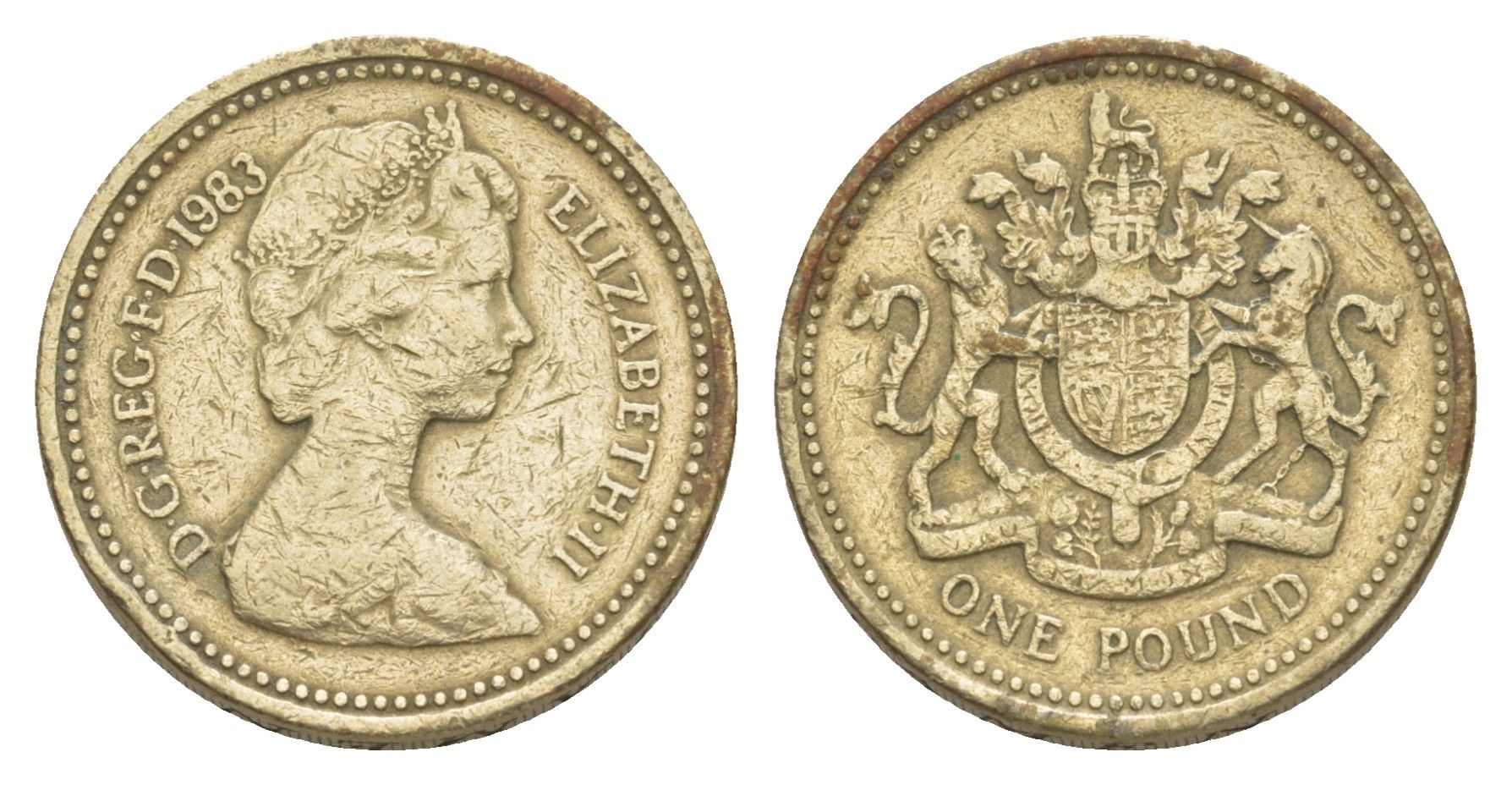 Великобритания 1 фунт 1983 Елизавета II (1952-2022) KM 933, Spink 4221 никель латунь 4638-742