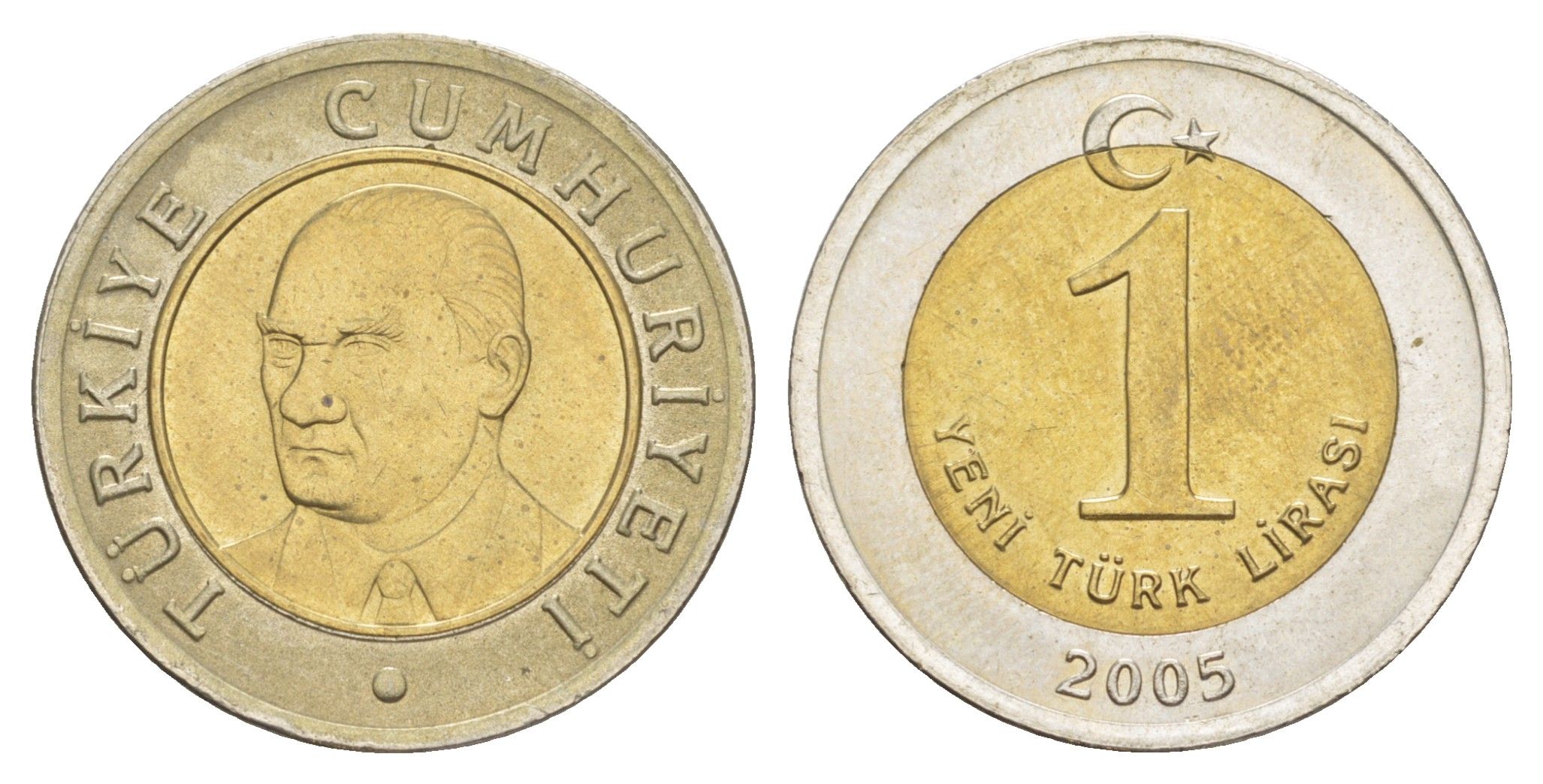 Турция 1 лира 2005 Кемаль Ататюрк KM 1169 биметалл UNC 4577-657