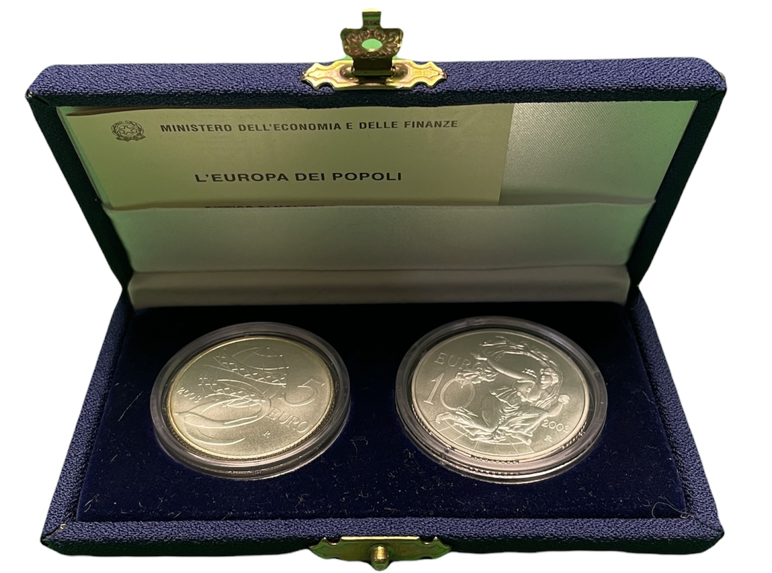 Италия 5 и 10 евро 2003 объединенная Европа серебро UNC 7-5-4-03