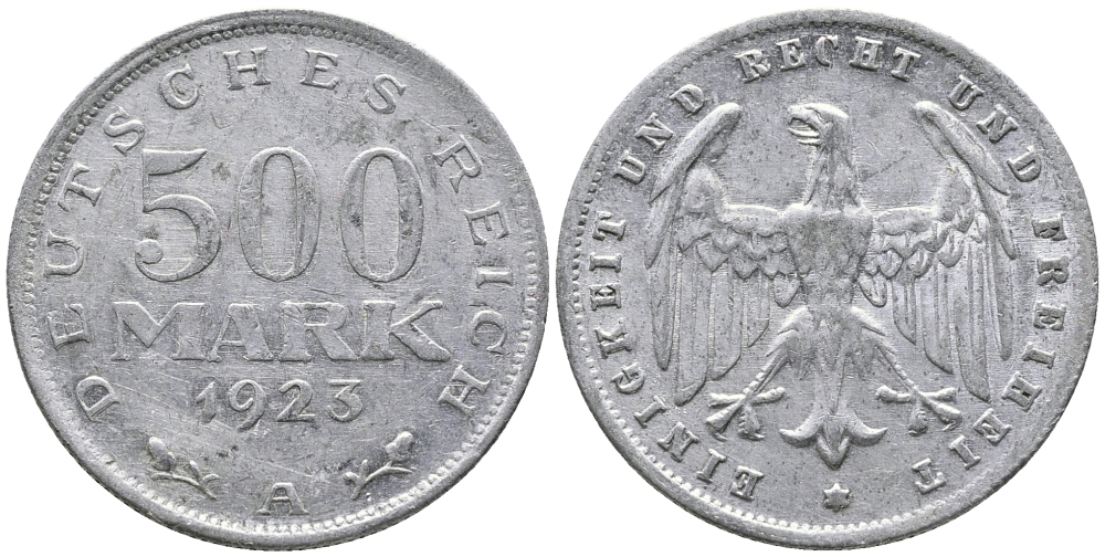 ГЕРМАНИЯ 500 МАРОК 1923 А KM 36, J. 305 алюминий 38-321