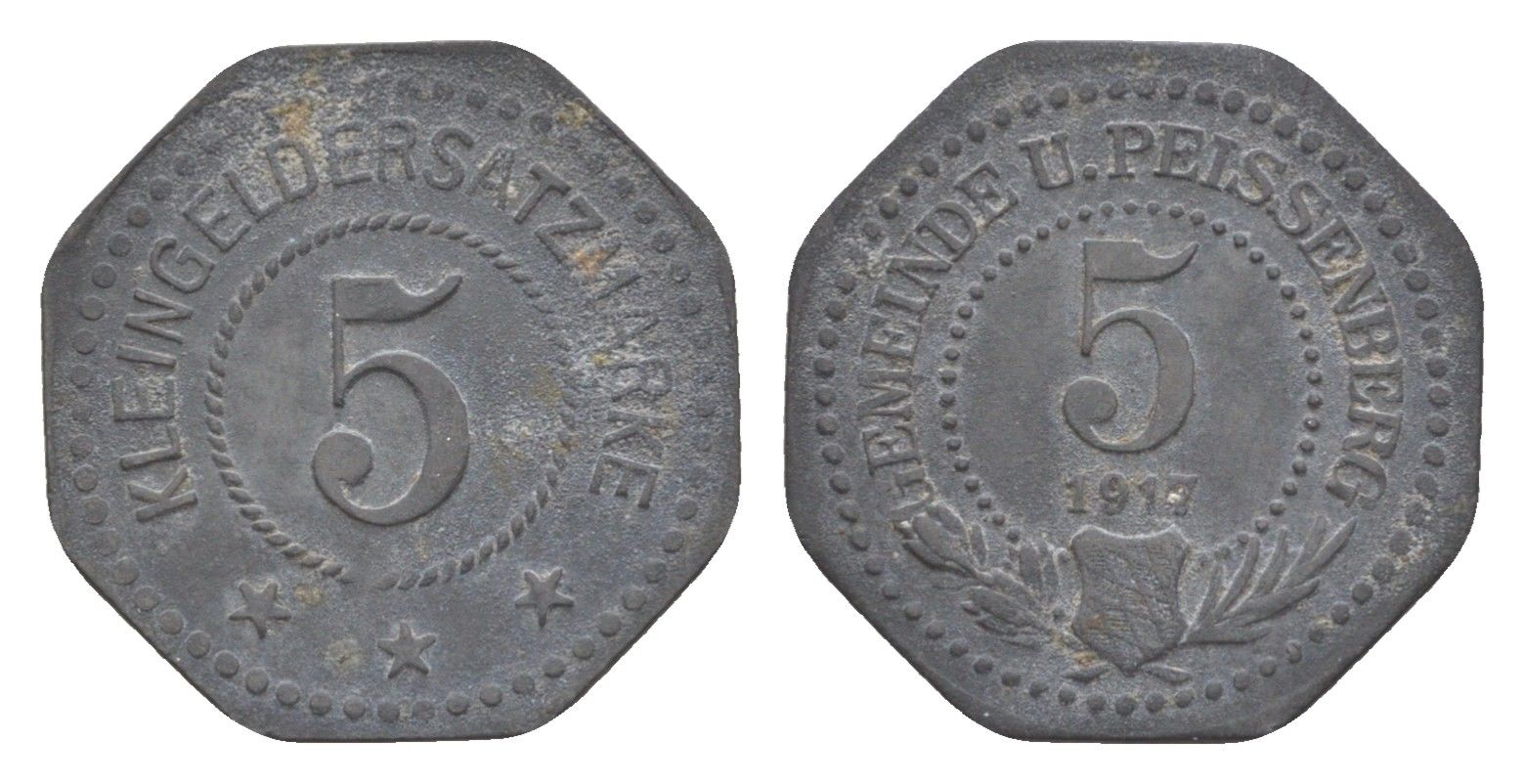 Унтер-Пайсенберг 5 пфеннигов 1917 Funck 557.1 цинк 1528-832