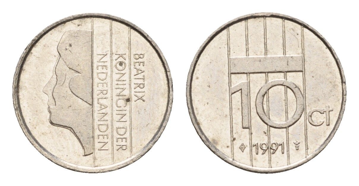 Нидерланды 10 центов 1991 Беатрикс (1980-2013) KM 203 никель 206-628