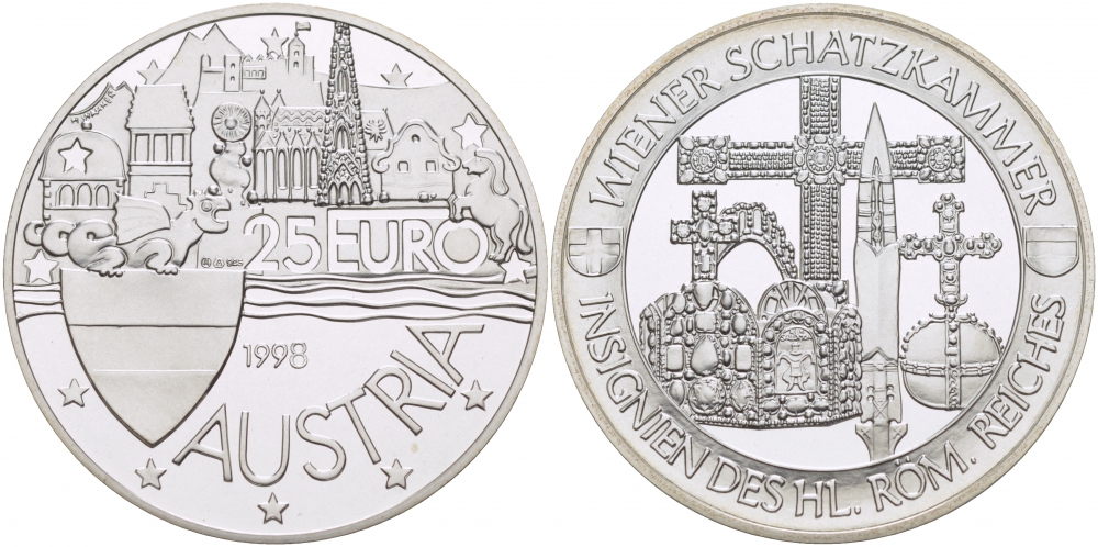 АВСТРИЯ 25 ЕВРО 1998 СОКРОВИЩНИЦА РИМСКОЙ ИМПЕРИИ серебро PROOF 04-315-43