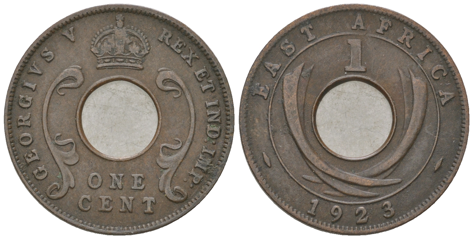 Британская Восточная Африка 1 цент 1923 Георг V (1910-1936) KM 22 бронза 4385-653