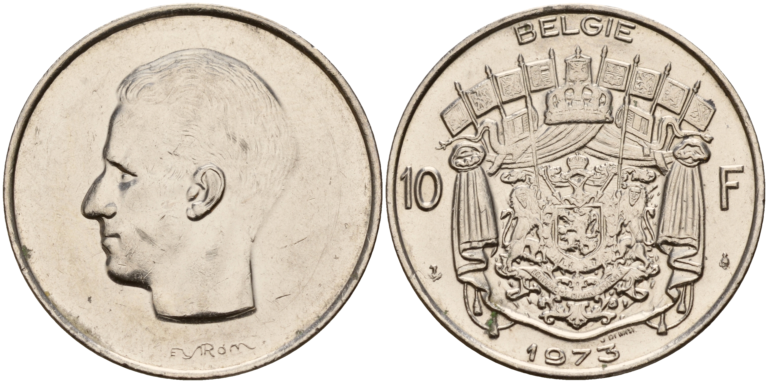 Бельгия 10 франков 1973 Belgie KM 156.1 никель    4187-451