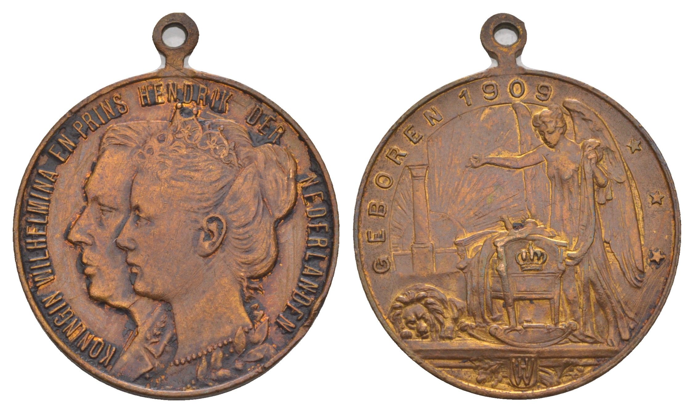 Нидерланды медаль "Рождение принцессы Юлианы" 1909 диаметр 29 мм, вес 8,32  бронза    4127-134