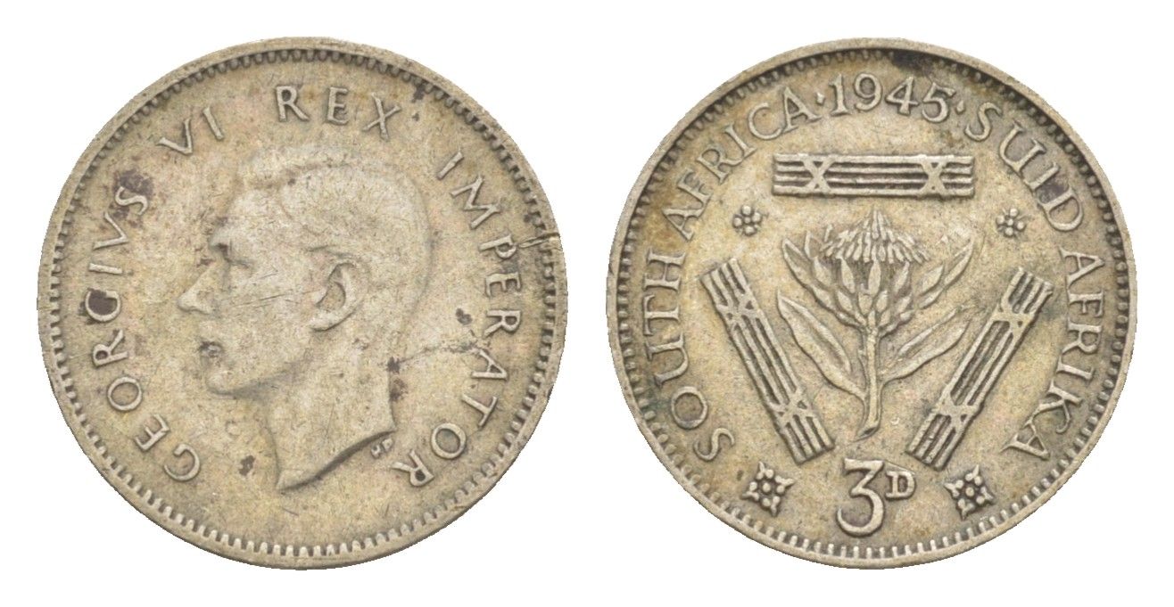 ЮАР 3 пенса 1945 KM 26 серебро 4643-828