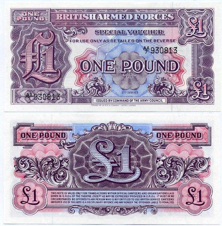 АНГЛИЯ 1 ФУНТ 1948 ДЛЯ ВООРУЖЕННЫХ СИЛ, 2 СЕРИЯ, TDLR Pick M 22a бумага UNC (ПРЕСС) 7375-28-2-2