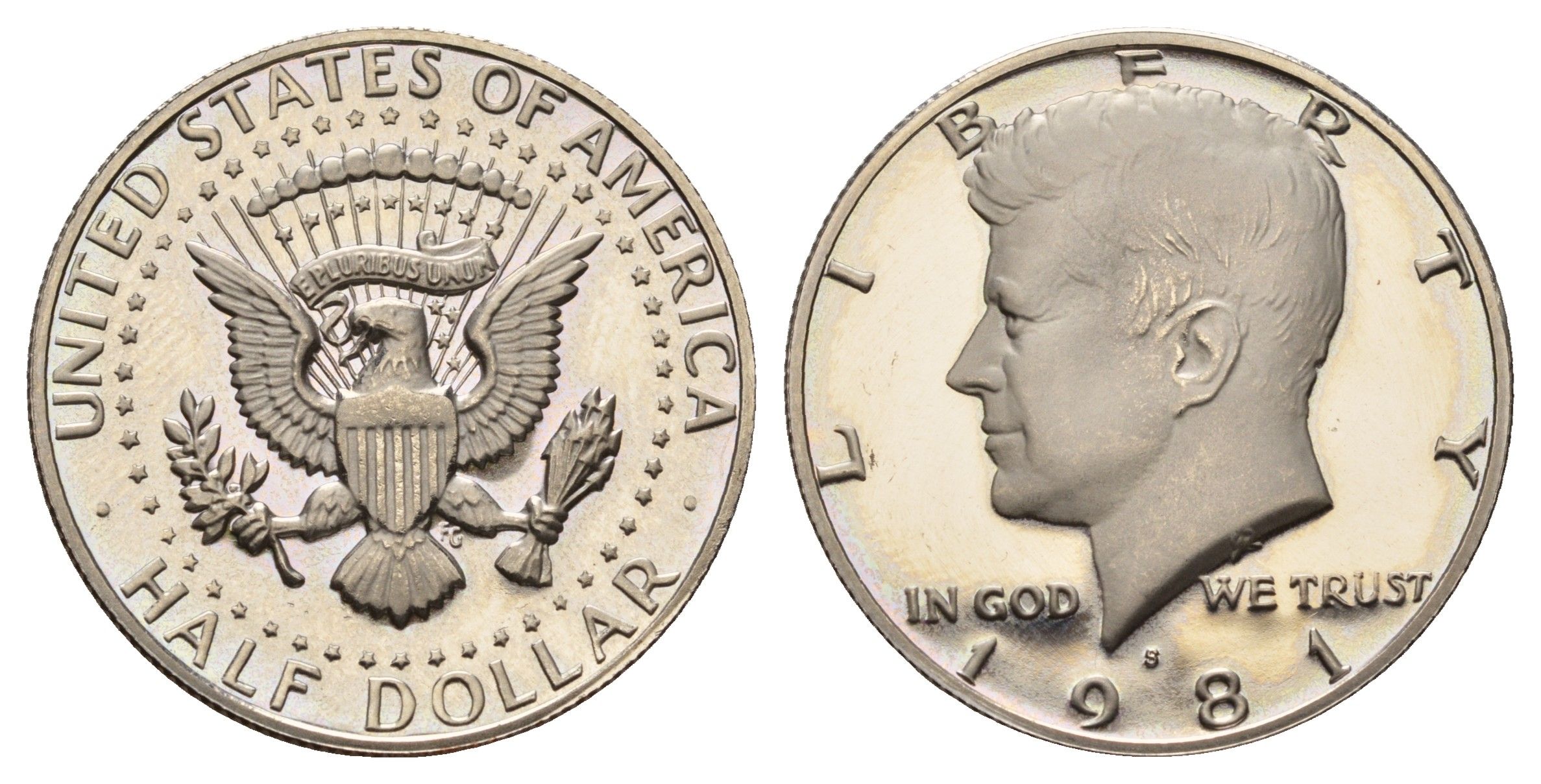 США 1/2 доллара (50 центов) 1981 S, Джон Кеннеди KM A202b медь плакированная медно-никелем PROOF 1524-623