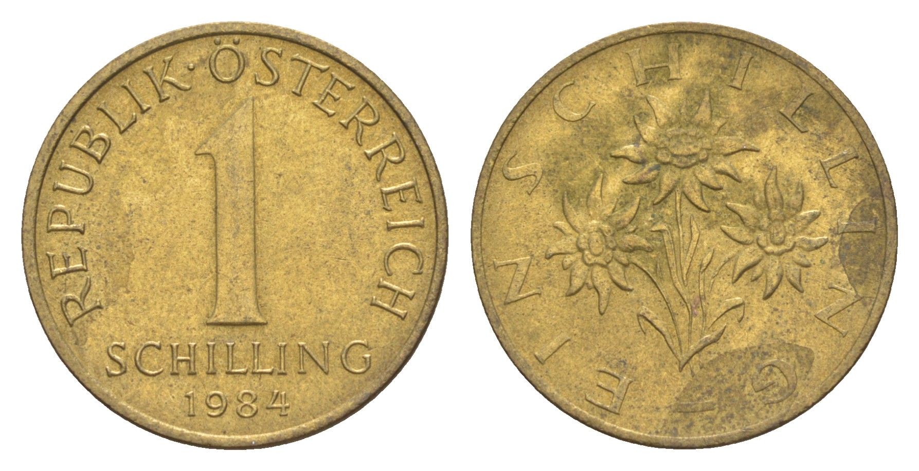Австрия 1 шиллинг 1984 KM 2886 алюминиевая бронза UNC 4561-1142