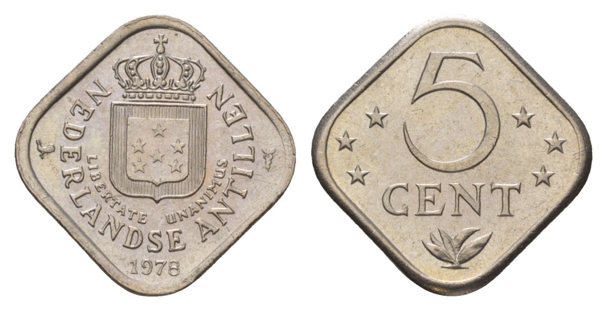 Нидерландские Антильские острова (Нидерландские Антилы) 5 центов 1978 KM 13 медно-никель UNC 4627-667