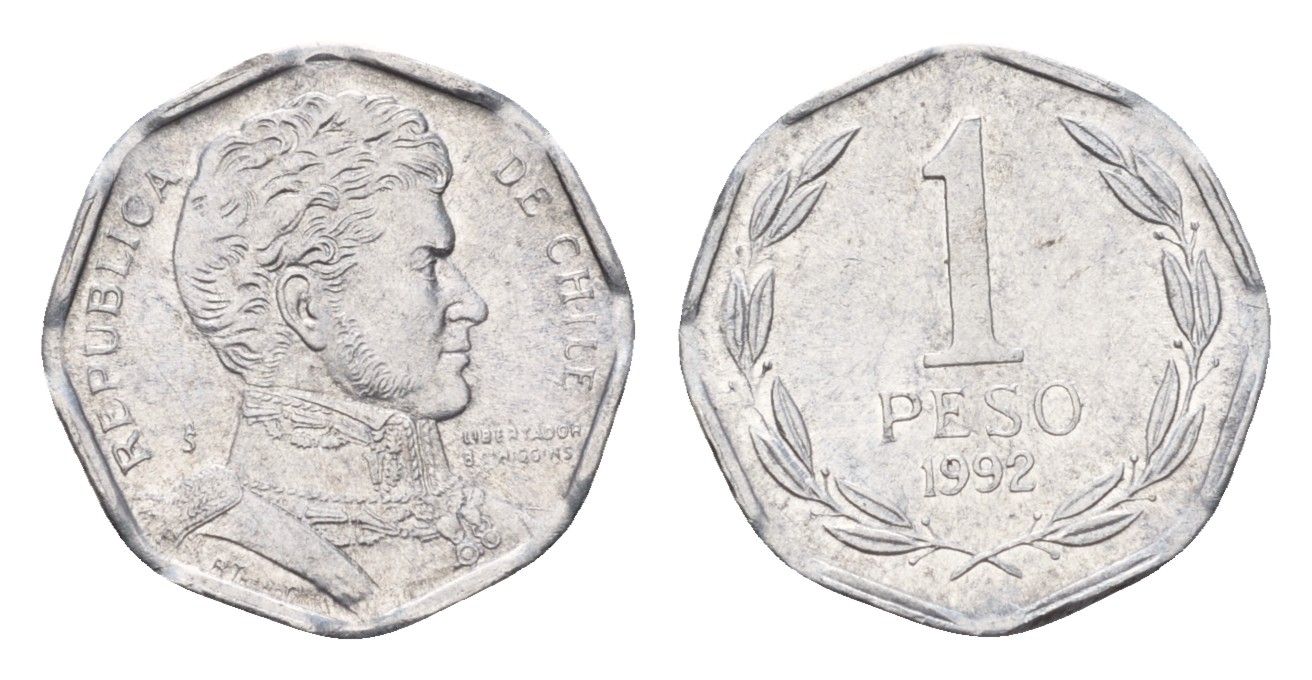 Чили 1 песо 1992 KM 231 алюминий UNC 4689-154