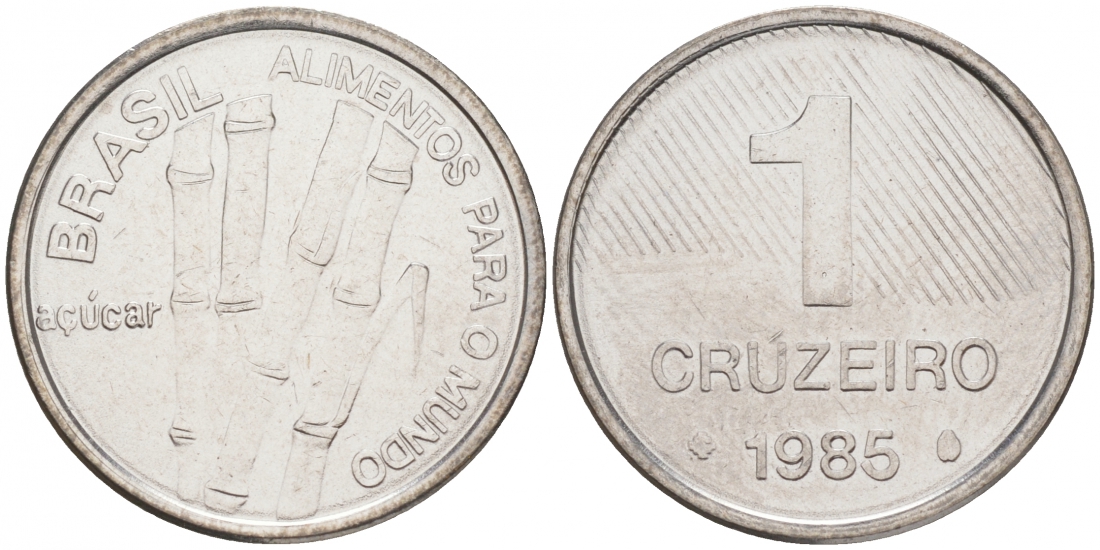 Бразилия 1 крузейро 1985 FAO, сахарный тростник KM 598 нержавеющая сталь UNC M24-16