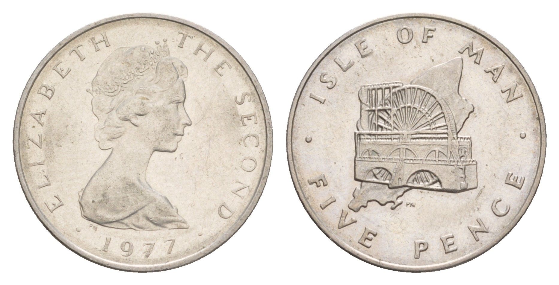 Остров Мэн 5 пенсов 1977 PM, Елизавета II (1952-2022) KM 35 медно-никель aUNC 4654-654