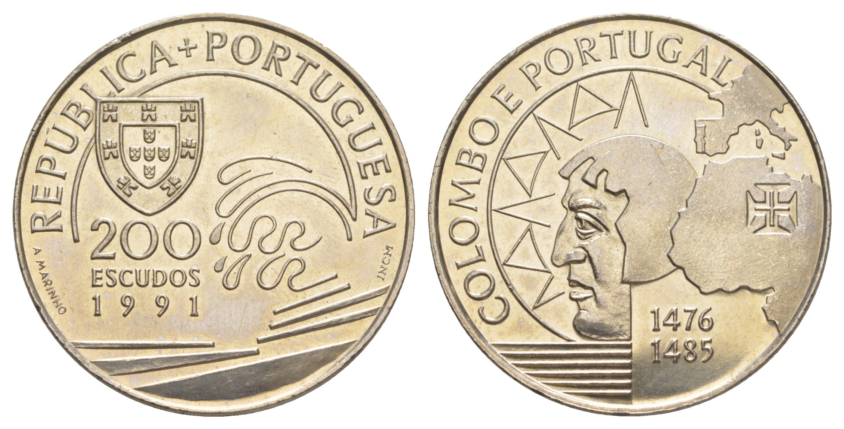 Португалия 200 эскудо 1991 Христофор Колумб в Португалии KM 658 медно-никель UNC 1101-5-32