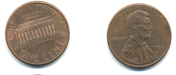 США 1 ЦЕНТ 1998 D ЛИНКОЛЬН KM 201b цинк плакированный медью 179-513